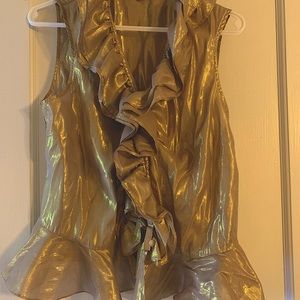 NWOT Ralph Lauren metallic gold peplum blouse
